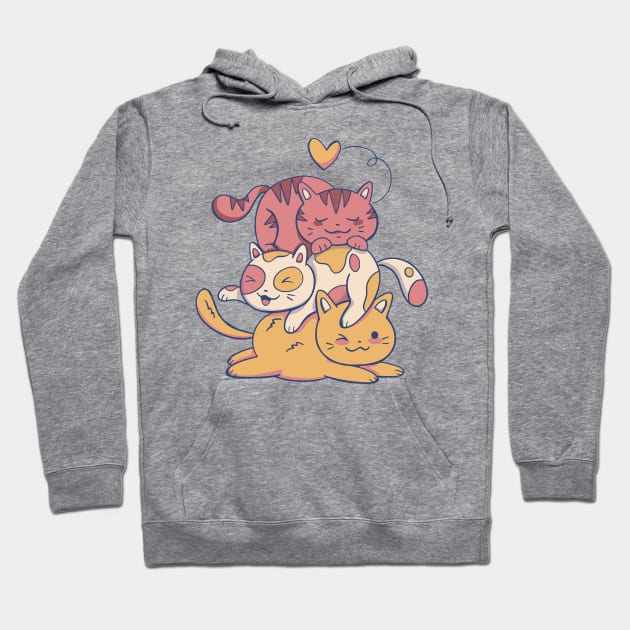 Cute Cat Pile Hoodie by LindenDesigns